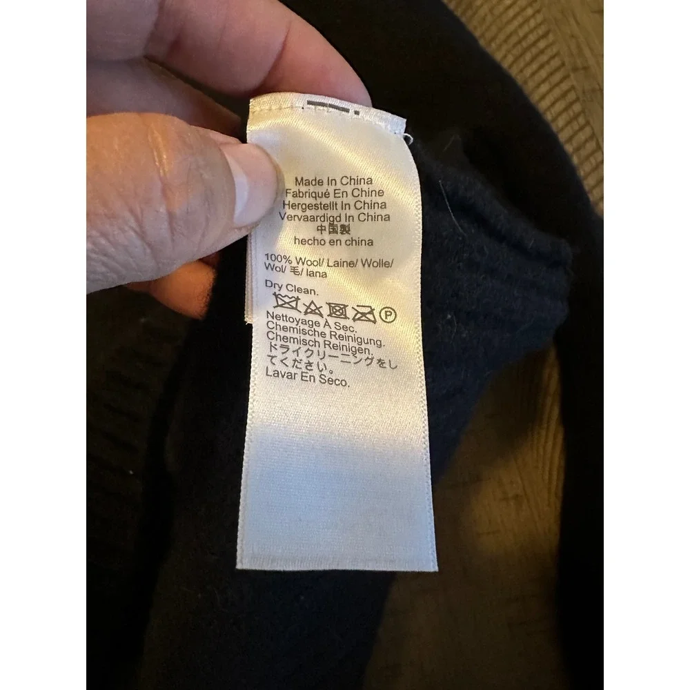 J.Crew 100% Wool Black Crewneck Knit Sweater Fair Trade Certified Size Medium